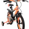 Volare Strike Kinderfahrrad - Jungen - 14 Zoll - Schwarz Orange - Zwei Handbremsen
