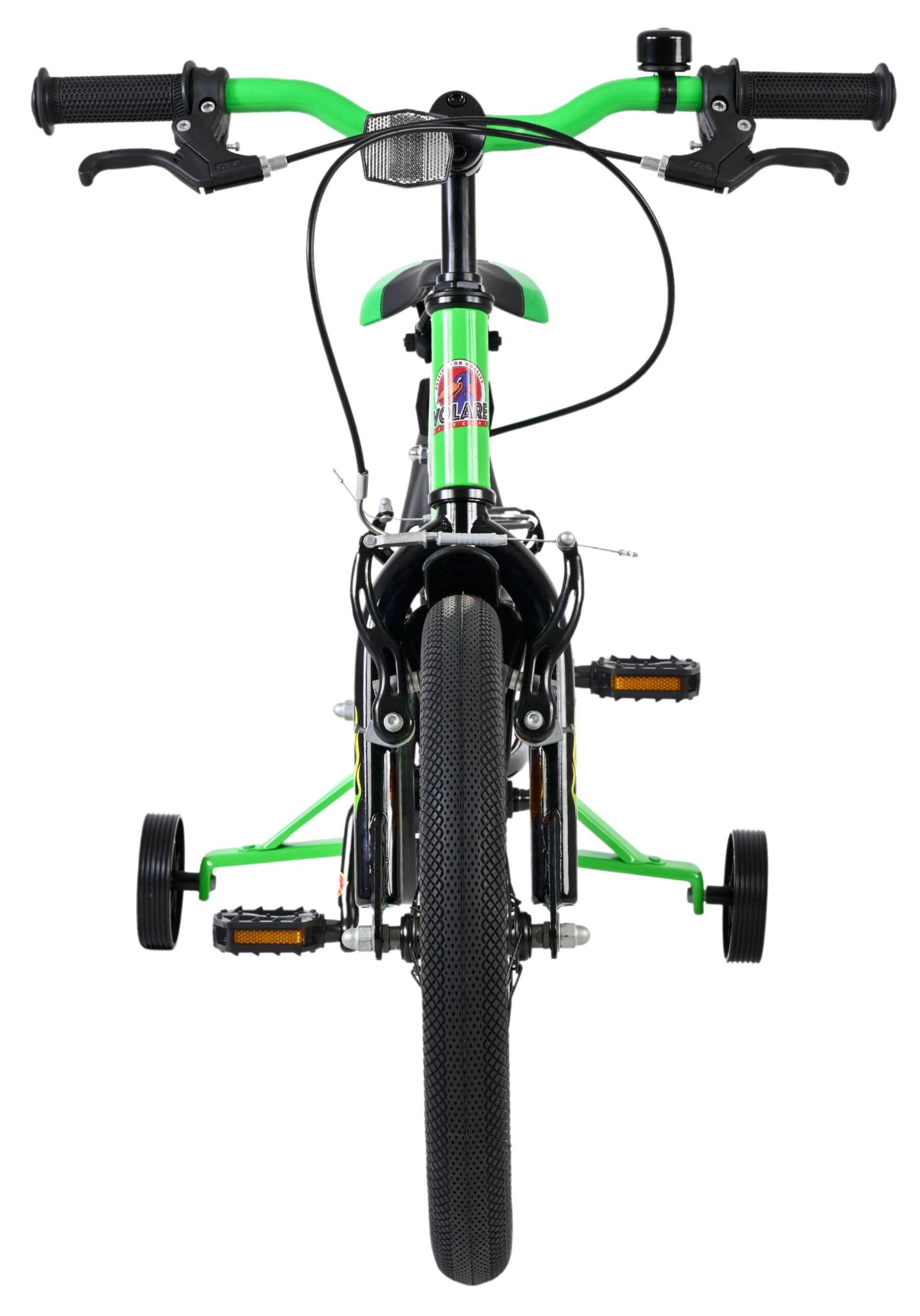 Volare Strike Kinderfahrrad - Jungen - 16 Zoll - Schwarz/Grün - Zwei Handbremsen