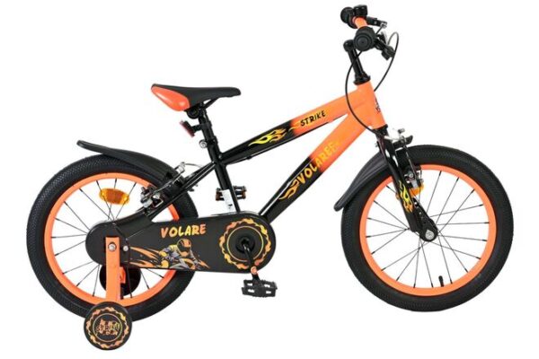 Volare Strike Kinderfahrrad - Jungen - 16 Zoll - Schwarz-Orange - Zwei Handbremsen