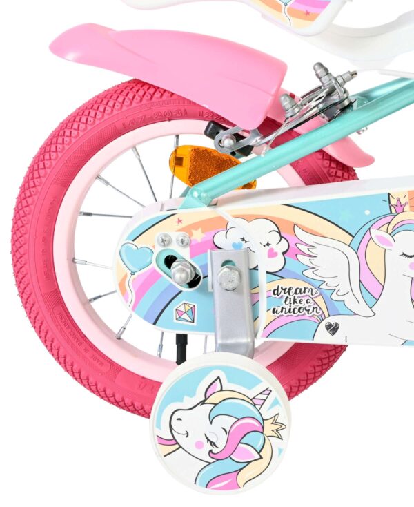 Volare Unicorn Kinderfahrrad - Mädchen - 12 Zoll - Grün - Zwei Handbremsen