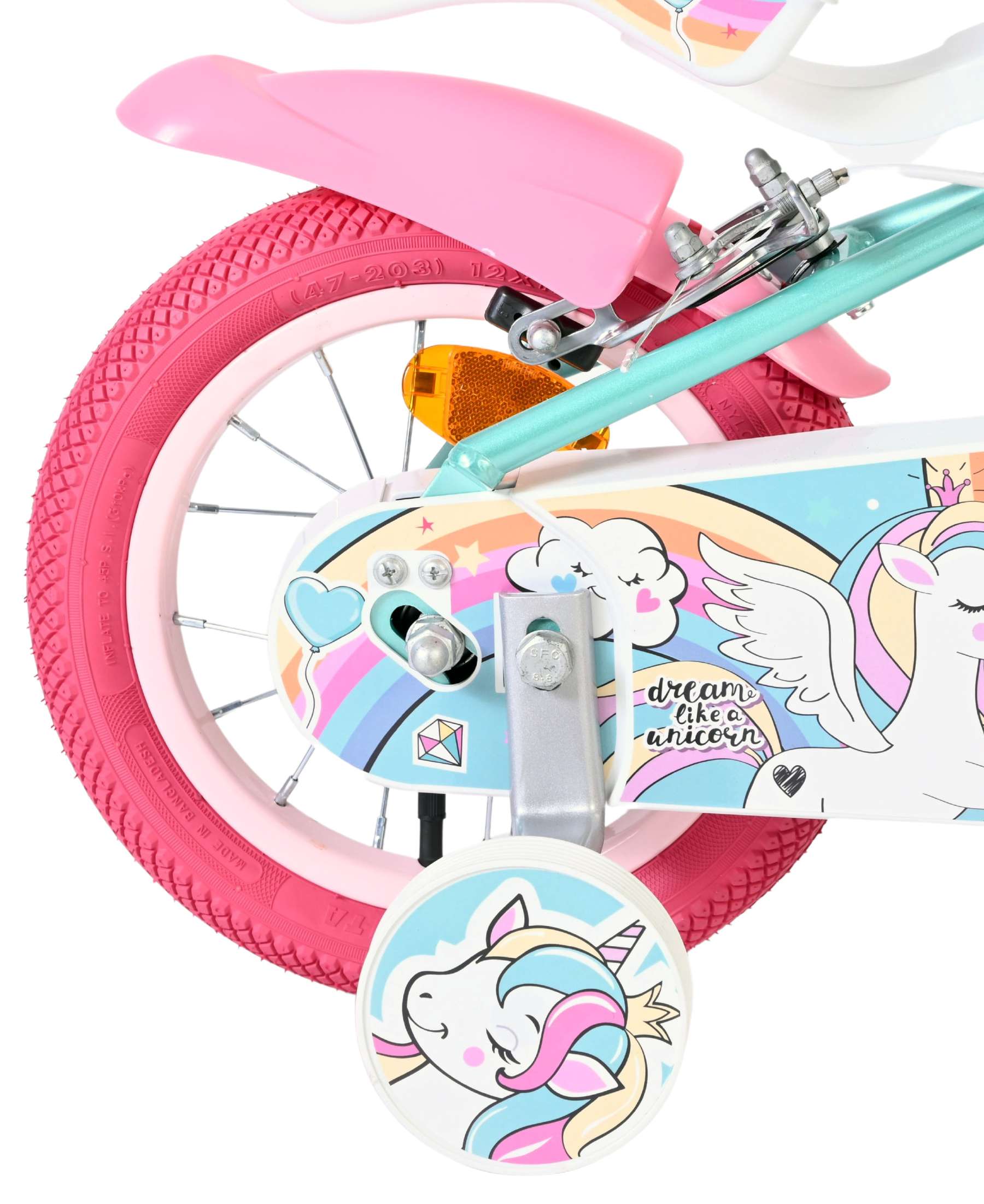 Volare Unicorn Kinderfahrrad - Mädchen - 12 Zoll - Grün - Zwei Handbremsen