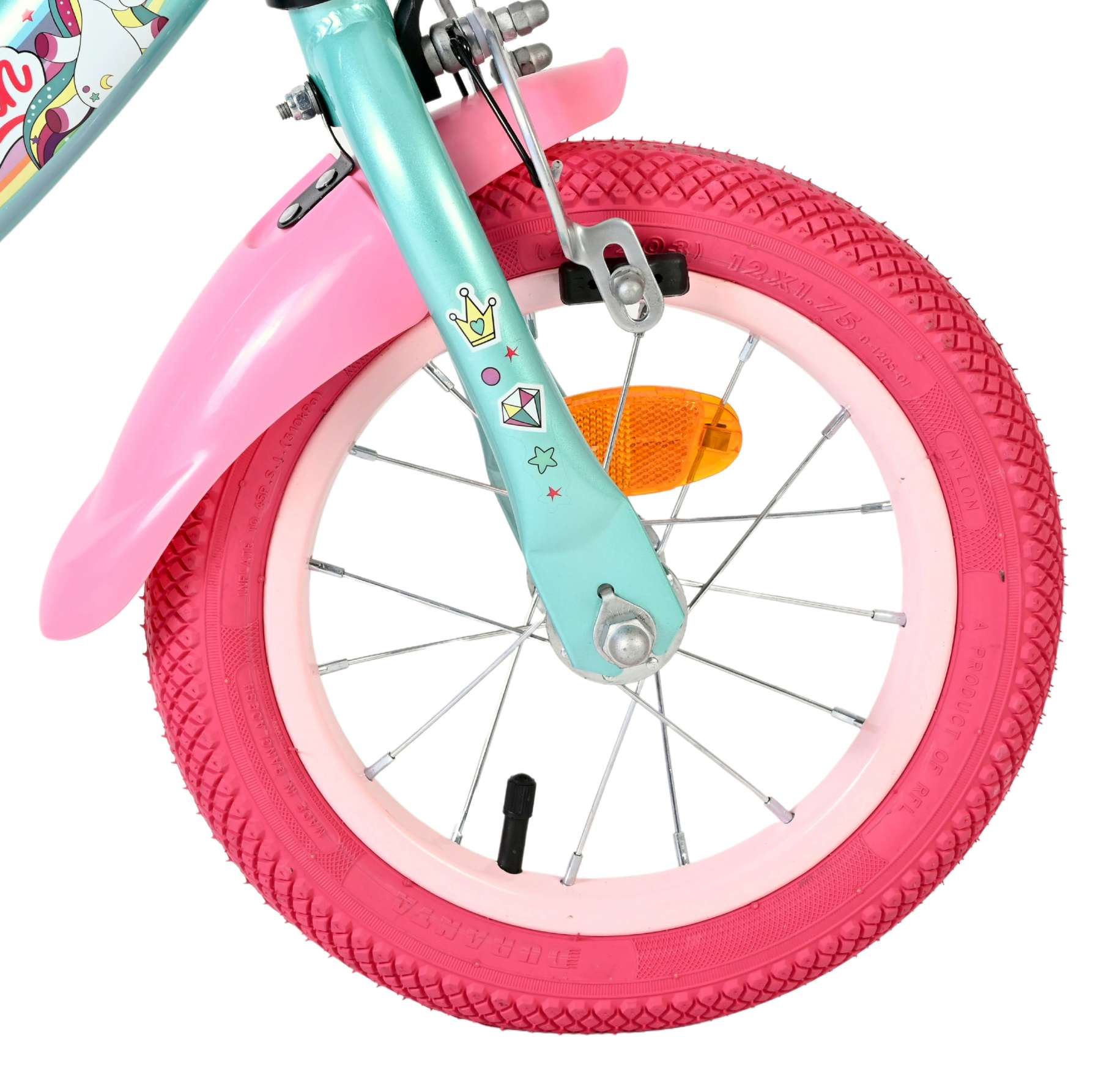 Volare Unicorn Kinderfahrrad - Mädchen - 12 Zoll - Grün - Zwei Handbremsen