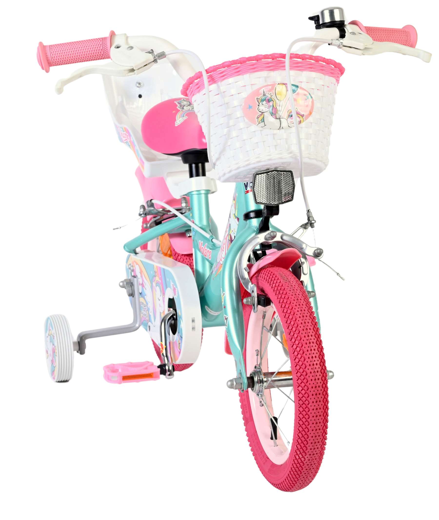 Volare Unicorn Kinderfahrrad - Mädchen - 12 Zoll - Grün - Zwei Handbremsen