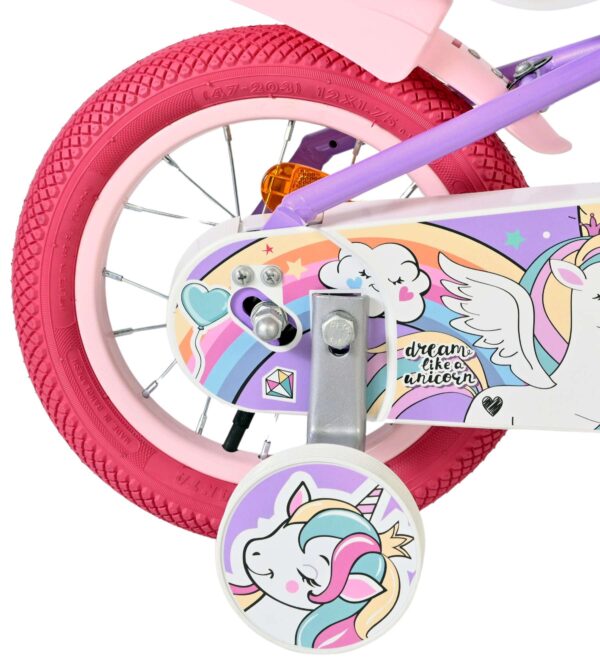 Volare Unicorn Kinderfahrrad – Mädchen – 12 Zoll – Lila