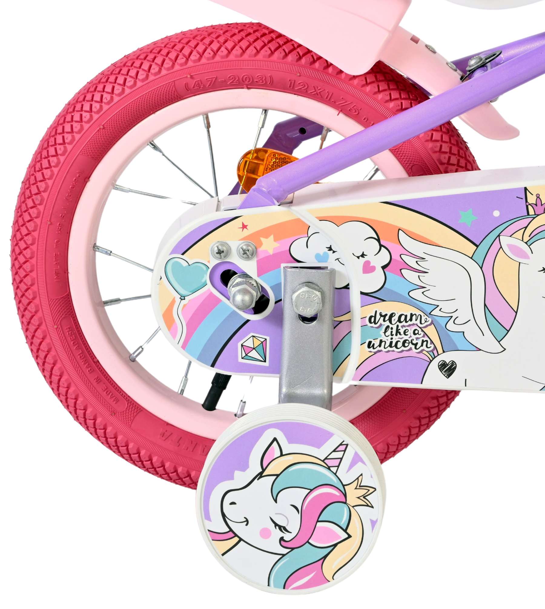Volare Unicorn Kinderfahrrad – Mädchen – 12 Zoll – Lila