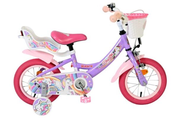 Volare Unicorn Kinderfahrrad – Mädchen – 12 Zoll – Lila