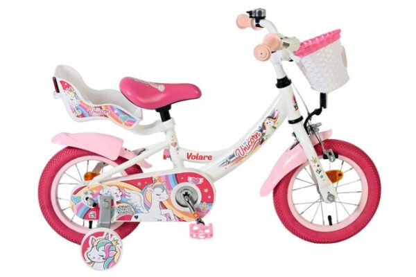 Volare Unicorn Kinderfahrrad – Mädchen – 12 Zoll – Weiß