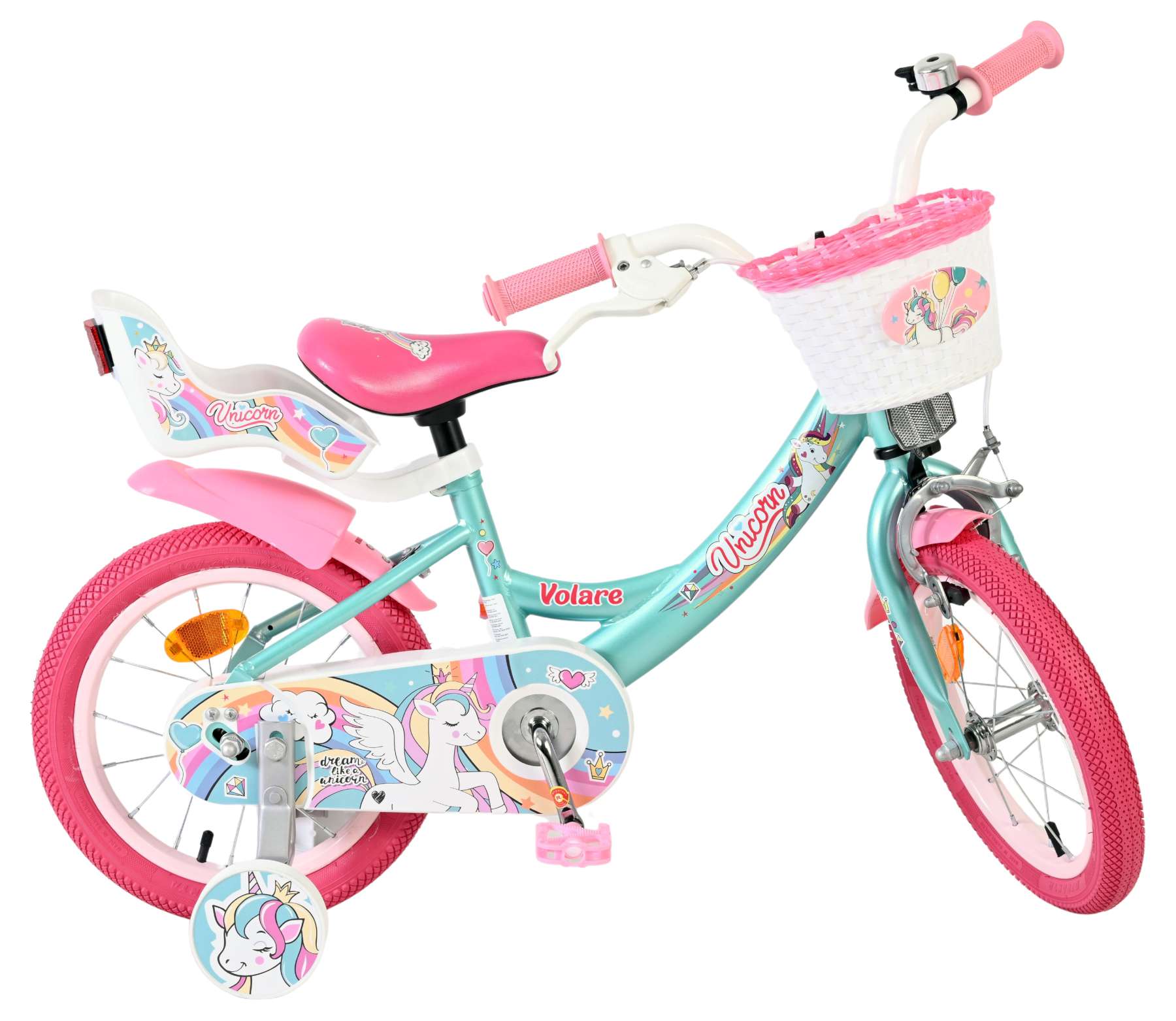 Volare Unicorn Kinderfahrrad – Mädchen – 14 Zoll – Grün