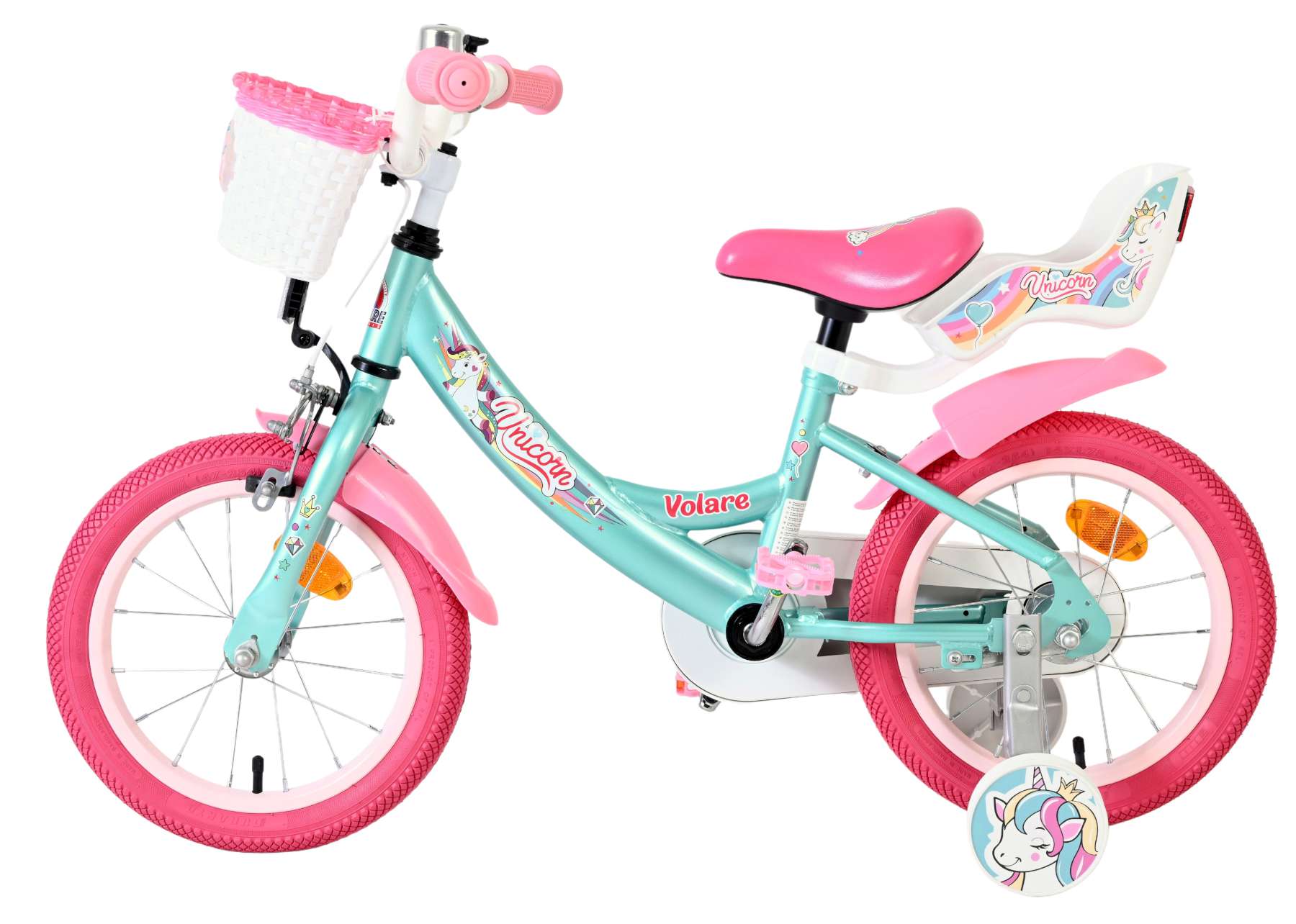 Volare Unicorn Kinderfahrrad – Mädchen – 14 Zoll – Grün