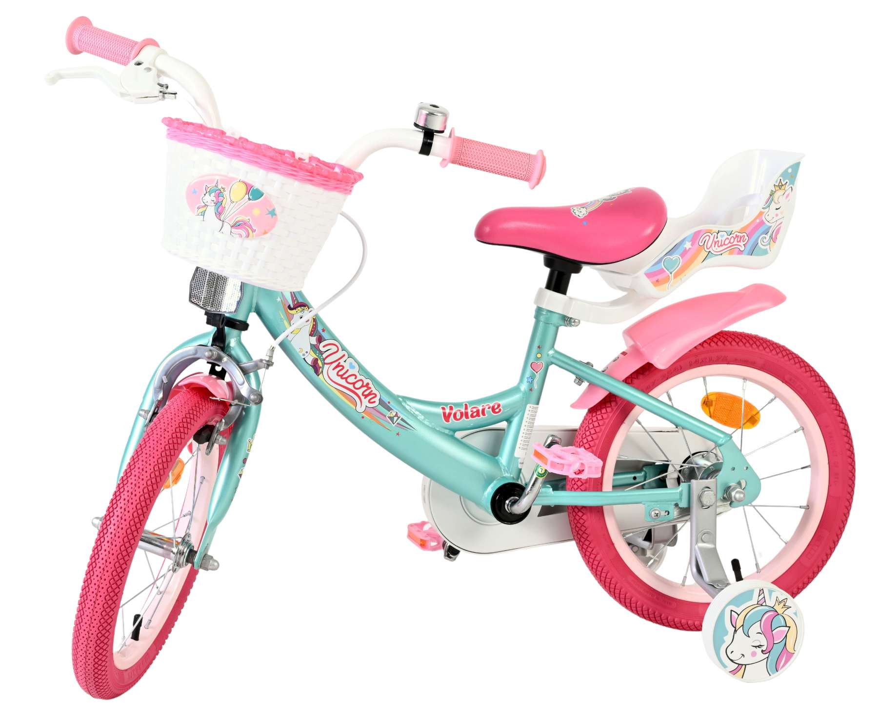 Volare Unicorn Kinderfahrrad – Mädchen – 14 Zoll – Grün
