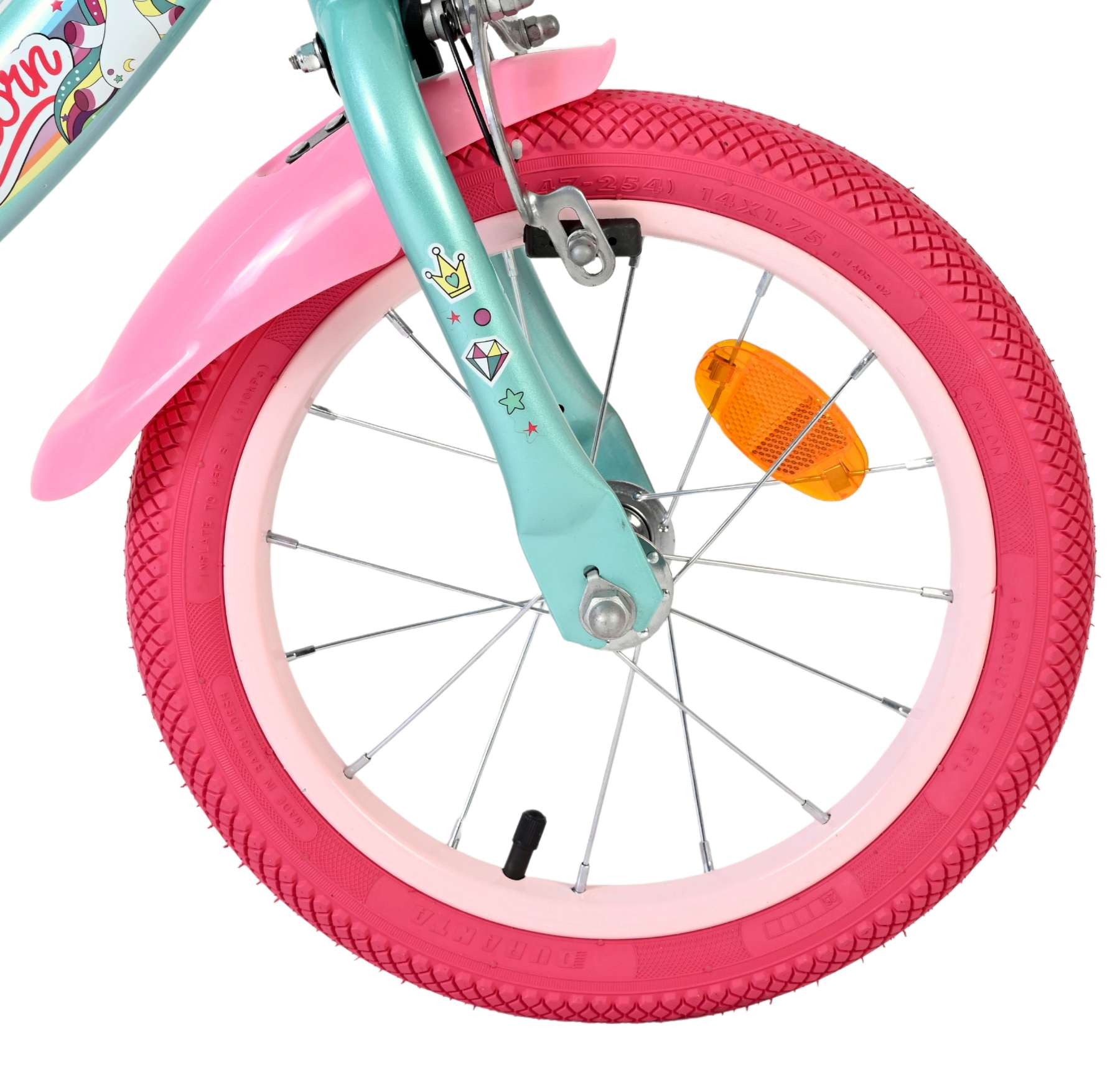 Volare Unicorn Kinderfahrrad - Mädchen - 14 Zoll - Grün - Zwei Handbremsen