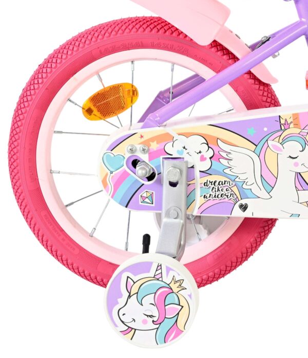Volare Unicorn Kinderfahrrad – Mädchen – 14 Zoll – Lila