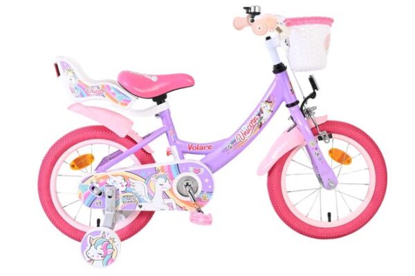 Volare Unicorn Kinderfahrrad – Mädchen – 14 Zoll – Lila
