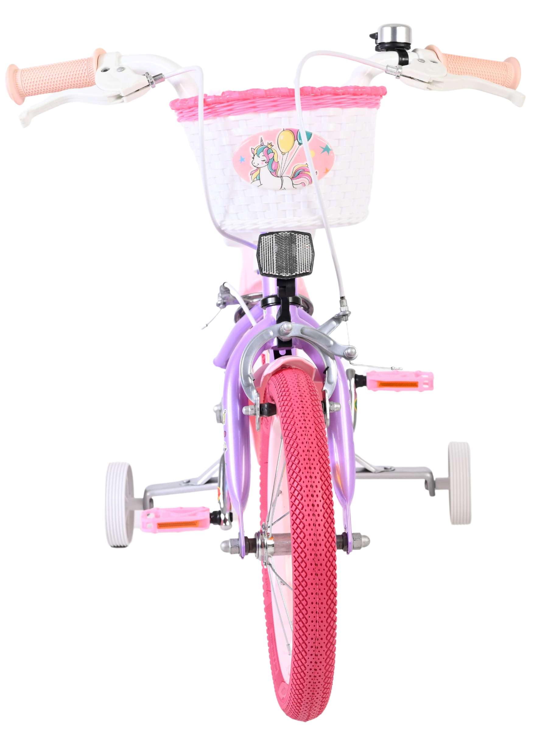 Volare Unicorn Kinderfahrrad - Mädchen - 14 Zoll - Lila - Zwei Handbremsen