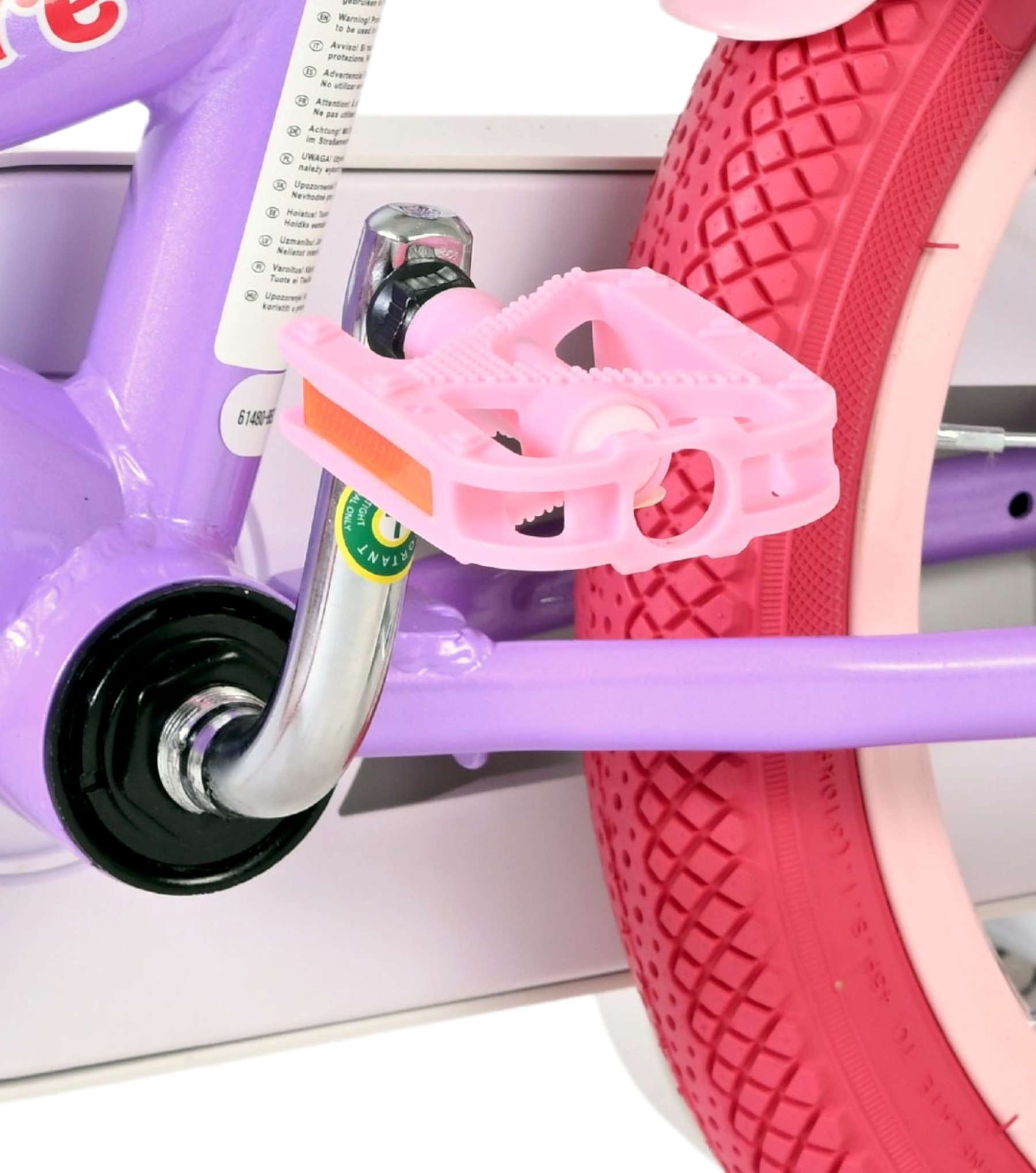 Volare Unicorn Kinderfahrrad - Mädchen - 14 Zoll - Lila - Zwei Handbremsen