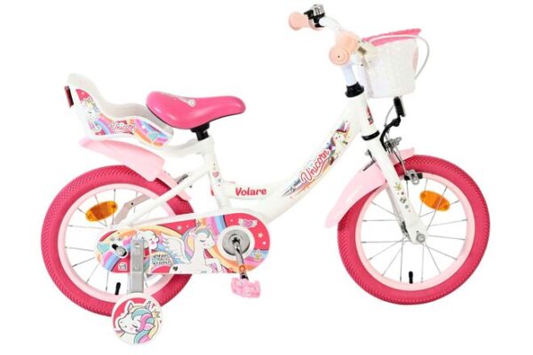Volare Unicorn Kinderfahrrad – Mädchen – 14 Zoll – Weiß