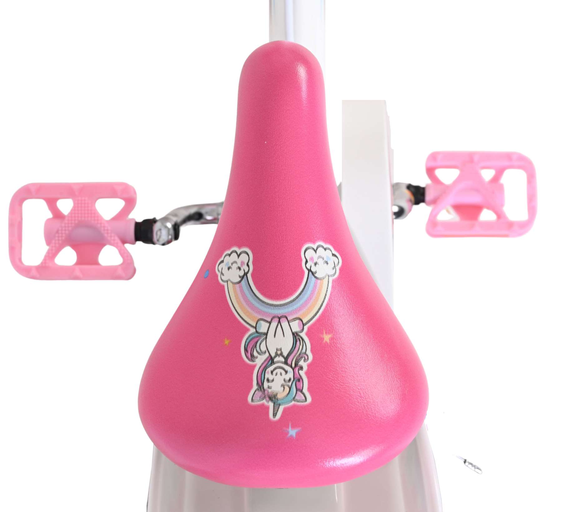 Volare Unicorn Kinderfahrrad - Mädchen - 14 Zoll - Weiß - Zwei Handbremsen