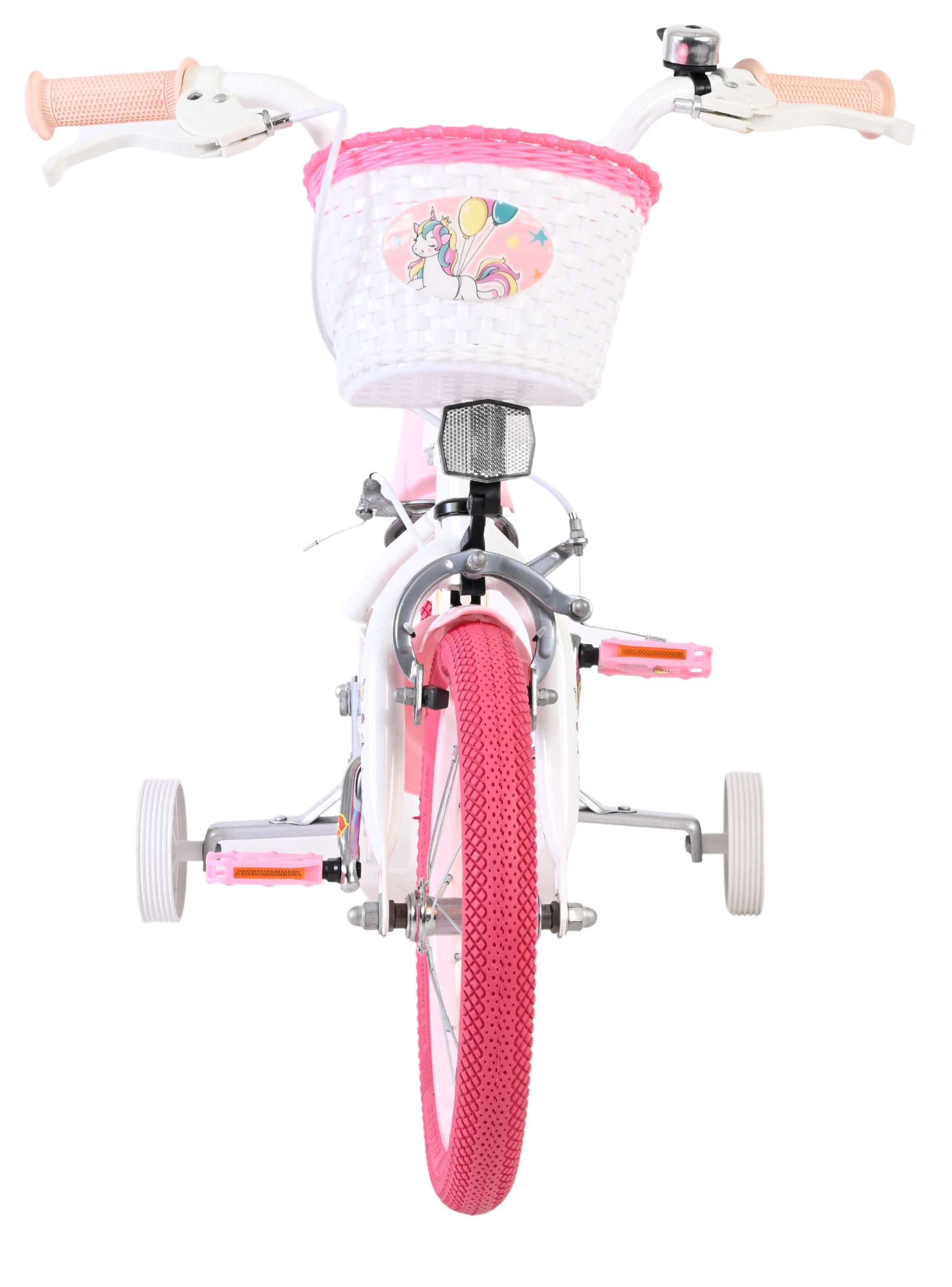 Volare Unicorn Kinderfahrrad - Mädchen - 14 Zoll - Weiß - Zwei Handbremsen
