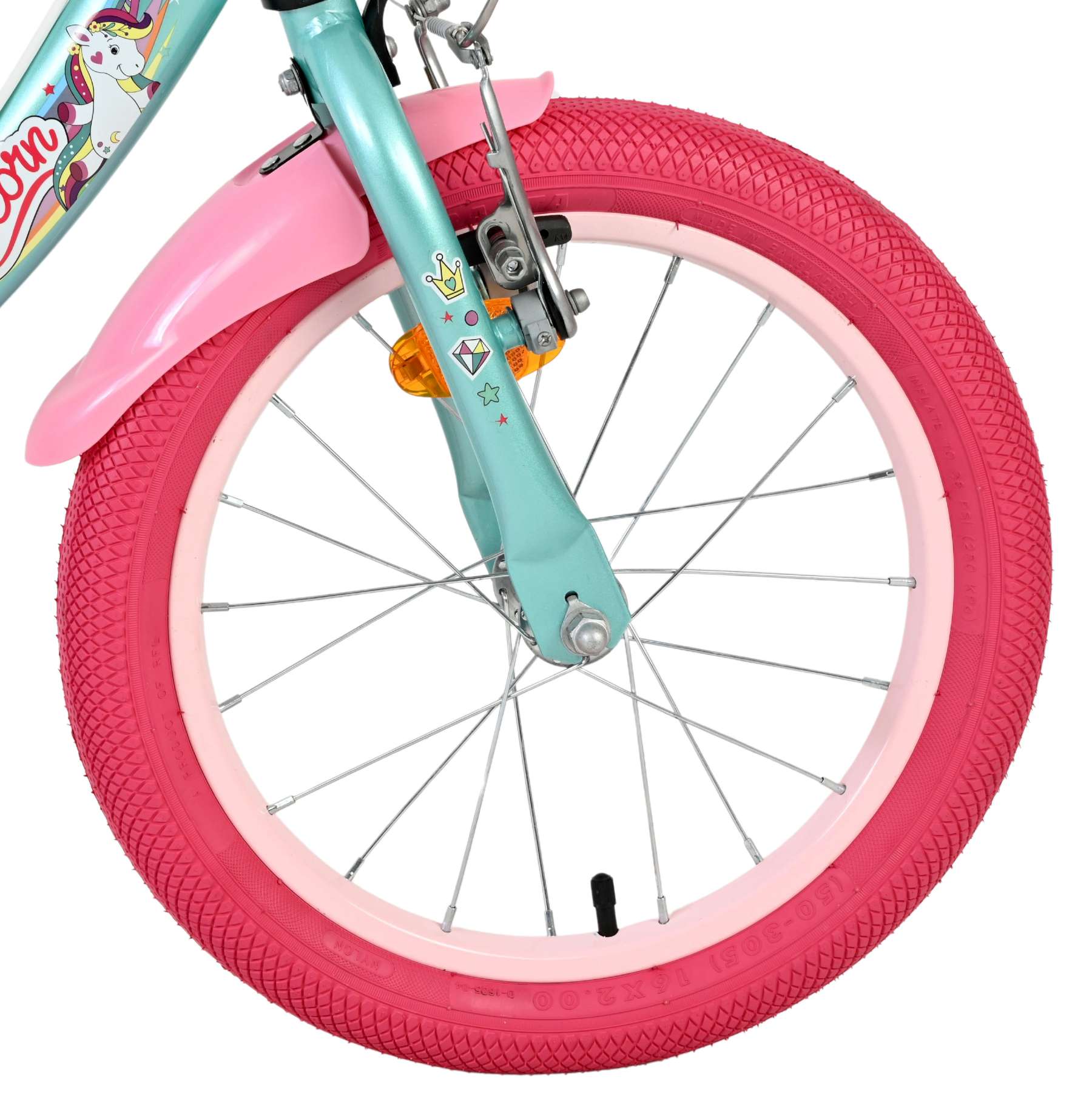 Volare Unicorn Kinderfahrrad - Mädchen - 16 Zoll - Grün - Zwei Handbremsen
