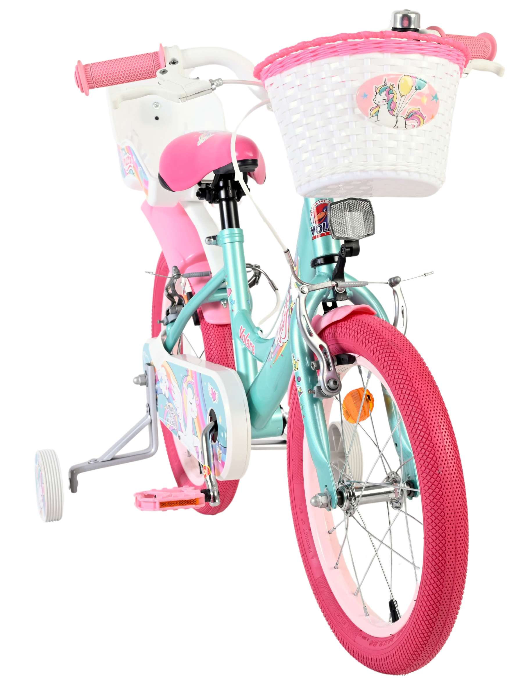 Volare Unicorn Kinderfahrrad - Mädchen - 16 Zoll - Grün - Zwei Handbremsen