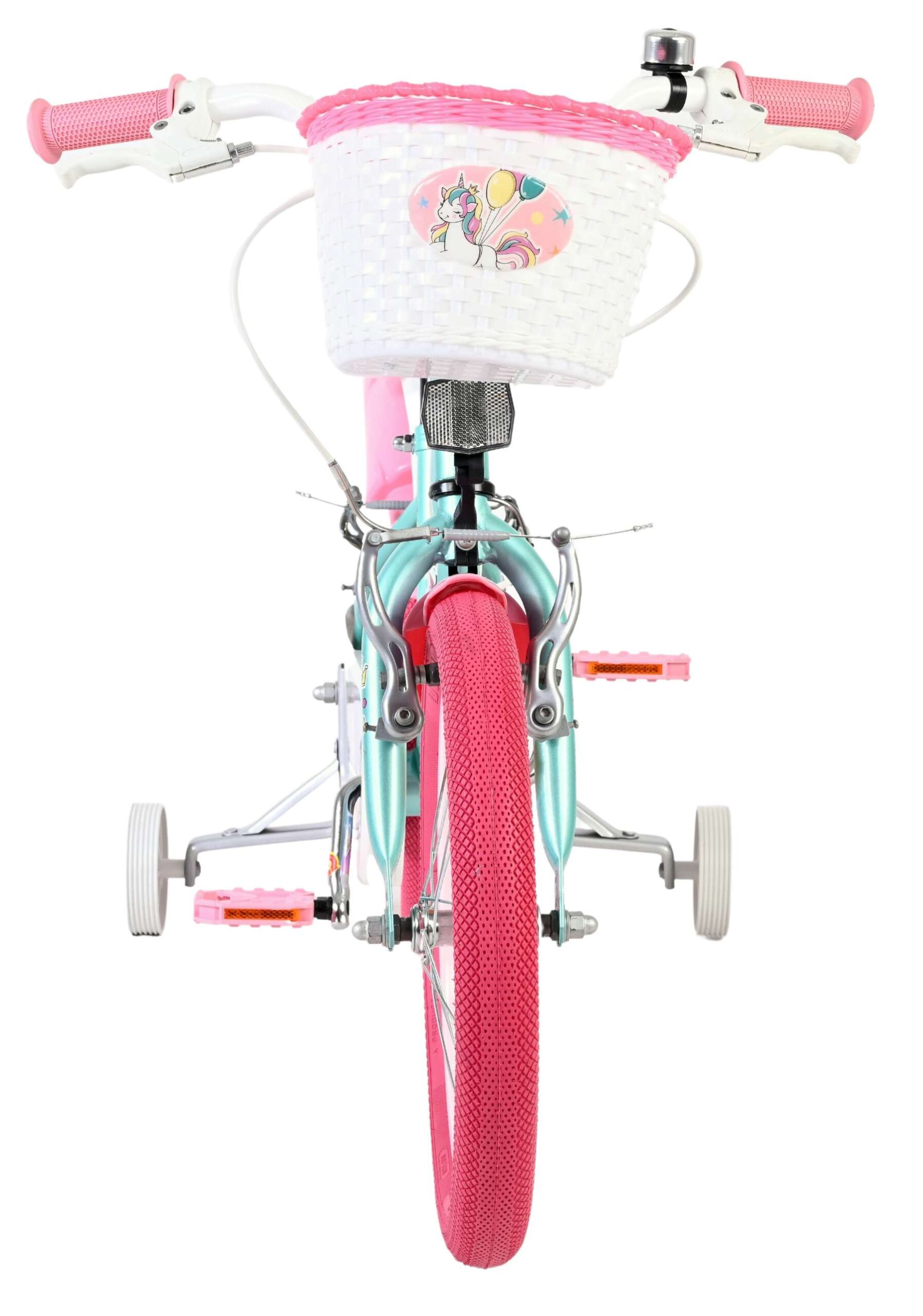 Volare Unicorn Kinderfahrrad - Mädchen - 16 Zoll - Grün - Zwei Handbremsen