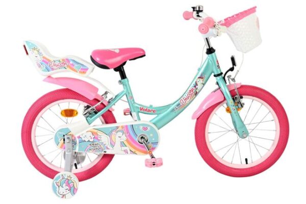 Volare Unicorn Kinderfahrrad - Mädchen - 16 Zoll - Grün - Zwei Handbremsen