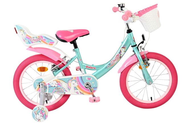 Volare Unicorn Kinderfahrrad - Mädchen - 16 Zoll - Grün - Zwei Handbremsen