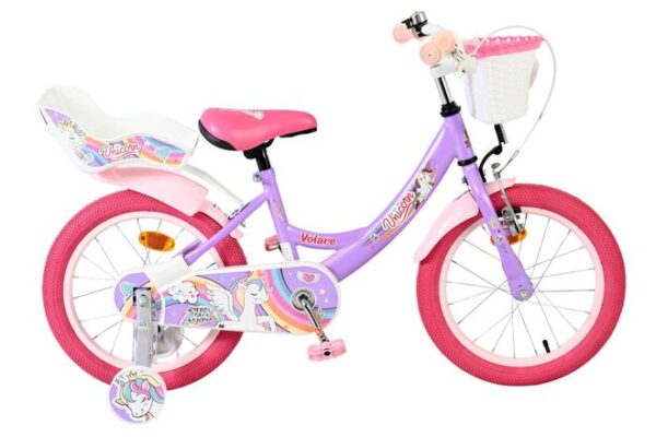 Volare Unicorn Kinderfahrrad – Mädchen – 16 Zoll – Lila