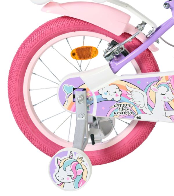 Volare Unicorn Kinderfahrrad - Mädchen - 16 Zoll - Lila - Zwei Handbremsen