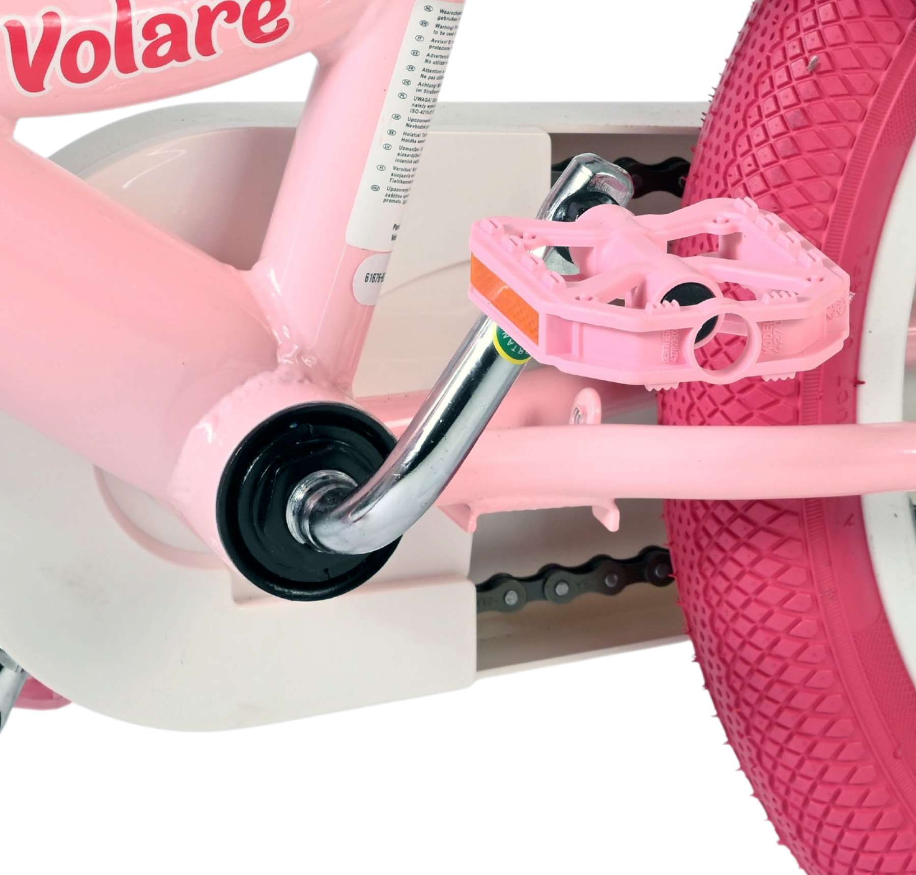 Volare Unicorn Kinderfahrrad - Mädchen - 16 Zoll - Rosa - Zwei Handbremsen