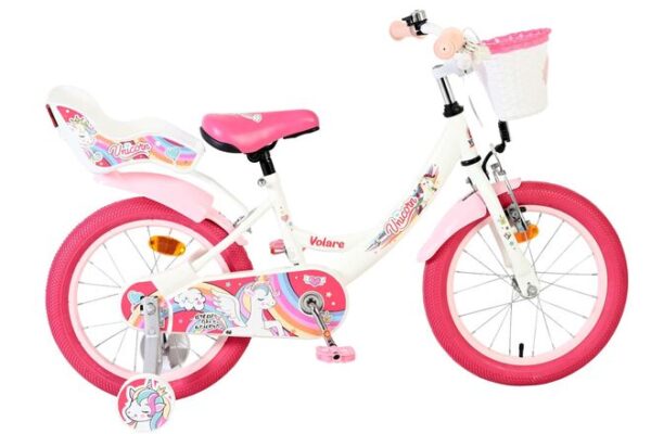Volare Unicorn Kinderfahrrad – Mädchen – 16 Zoll – Weiß