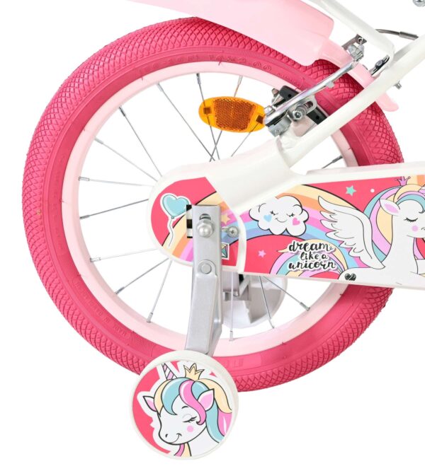 Volare Unicorn Kinderfahrrad - Mädchen - 16 Zoll - Weiß - Zwei Handbremsen