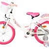 Volare Unicorn Kinderfahrrad - Mädchen - 16 Zoll - Weiß - Zwei Handbremsen
