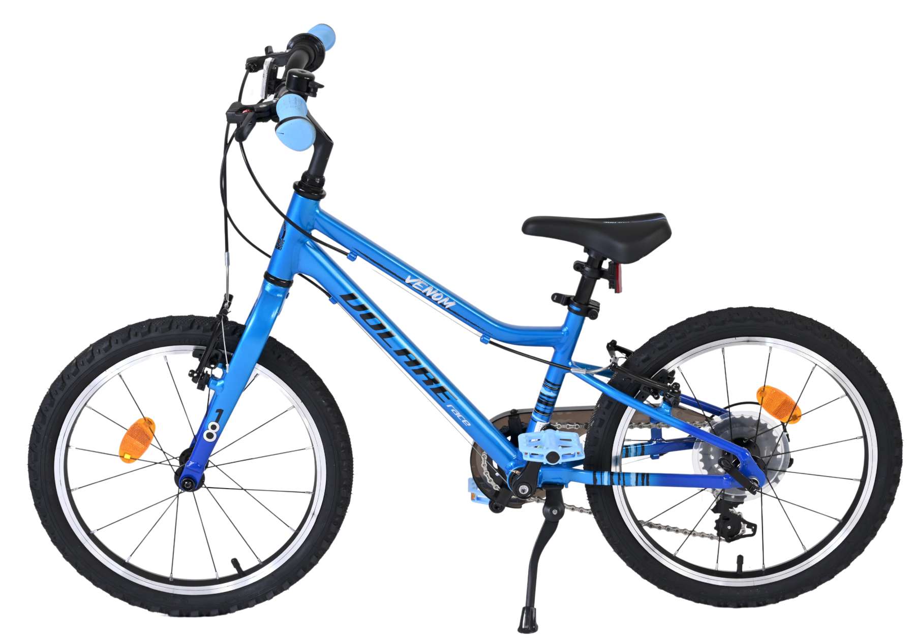 Volare Venom Kinderfahrrad - Jungen - 18 Zoll - Blau - 6 Gänge - Zwei Handbremsen